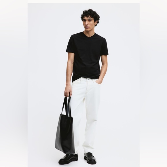 H&M Maroon Slim Fit Short-Sleeve V-Neck Lightweight Cotton T-Shirt Casual Top L - Picture 4 of 16